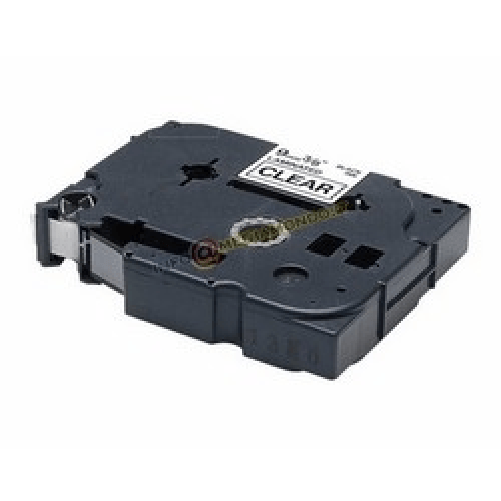NASTRO CASSETTA TAPE COMPATIBILE BROTHER TZ-141 18mm - 8 metri - NERO SU TRASPARENTE