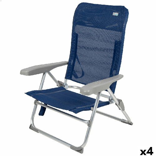 Aktive Sedia da Spiaggia Aktive Blu Marino 47 x 89 x 56 cm (4 Unità)