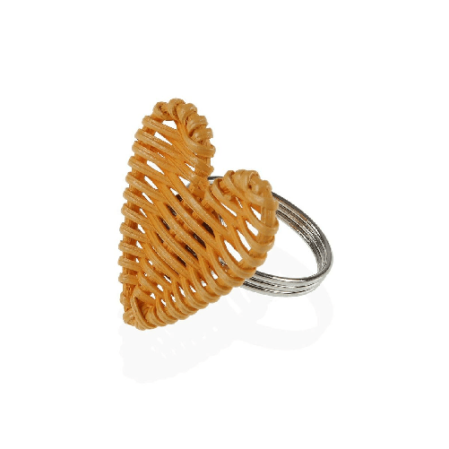 Versa Anello portatovagliolo Versa Metallo Rattan 5,3 x 4,7 x 5,3 cm Cuore