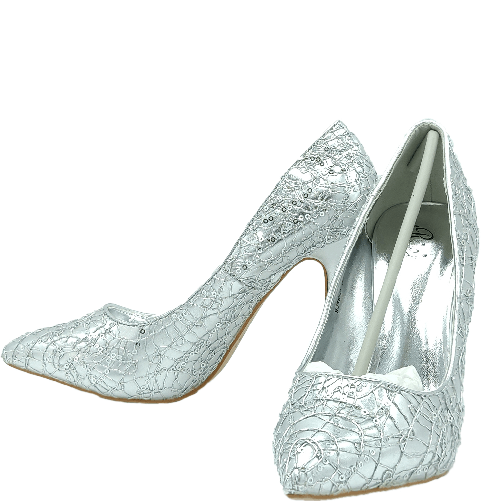Scarpe donna argento decolte' eleganti argentate punta tacco cerimonia 38