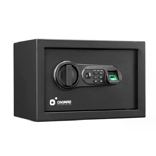 Cassaforte elettronica Cromad - Alta sicurezza - Da 4 a 8 cifre - Impronta digitale - Cerniere nascoste - Chiave di emergenza inclusa - 200x310x200 mm