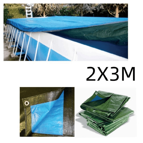 TrAdE Shop Traesio Telone Rafia 100gr Copertura Per Piscina 2x3mt Impermeabile Resistente Occhielli 404434 -