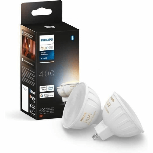 Philips Hue White ambiance MR16 - faretto connesso - (confezione da 2) Philips Lampadina LED Philips Bianco G 400 lm 2 Unità (2200K) (6500 K)