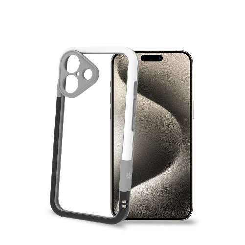 Celly Bumper Cover per iPhone 16 Nero-Bianco