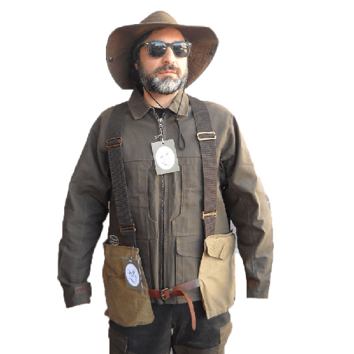 Trisacca gilet caccia sport tiro softair uomo cotone cerato regolabile cinturino L