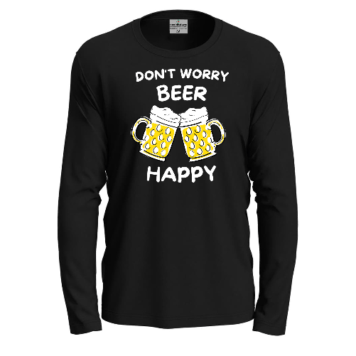 T-shirt maglia cotone a manica lunga BEER HAPPY october fest uomo donna birra birreria pub XXL Nero T-shirt maglia cotone a manica lunga BEER HAPPY oc