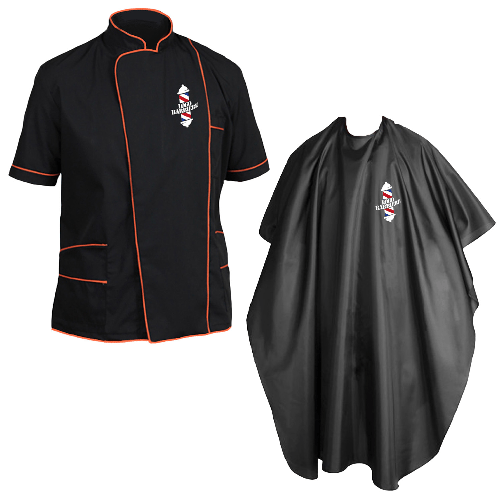 Kit Barbiere Parrucchiere con Casacca e Mantella - Personalizzabile con Nome e Logo M verde