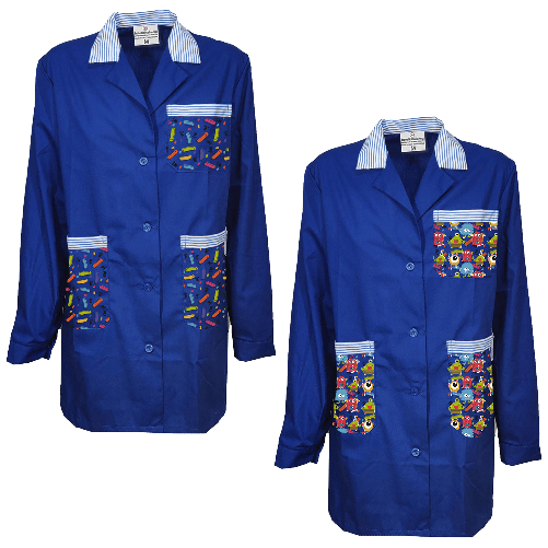 Fratelliditalia.org Set di 2 Camici per maestra asilo grembiule infanzia scuola con fantasia colorata Colore Royal,Taglia XXL