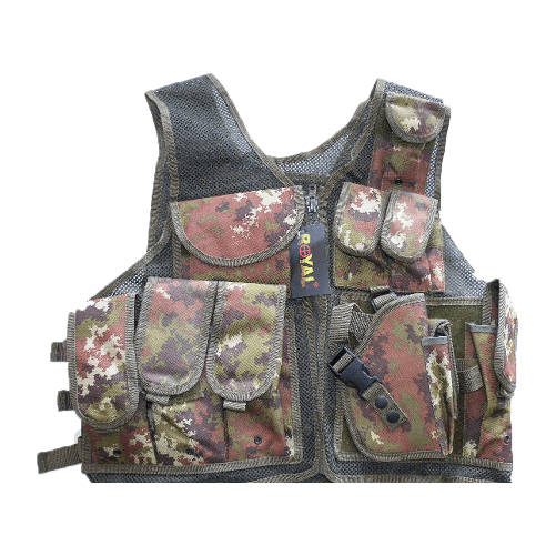 Fratelliditalia.org Gilet royal softair mimetico nero tactical vest con 10 tasche fondina rimovibile Colore Vegetato