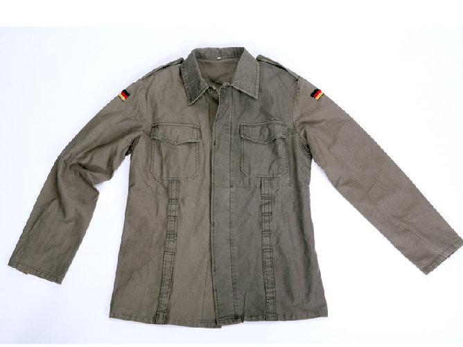 Camicia soldato uomo militare moleskin tedesca cotone tasche bottoni spalline 52 Taglia 46