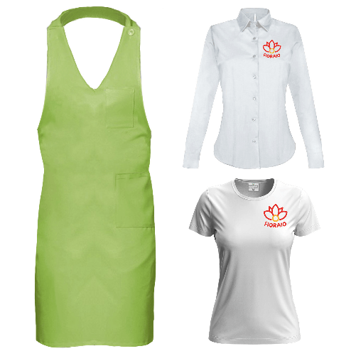 Kit Fioraio Donna T-shirt camicia e Grembiule Paragilet Verde Disponibili in diverse taglie e colori XS Bianco