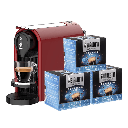 Bialetti gioia plus macchina caffè espresso capsule alluminio rosso