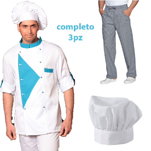 Fratelliditalia.org Completo Chef cuoco 3pz offerta giacca pantalone cappello cotone made in italy Taglia XXL