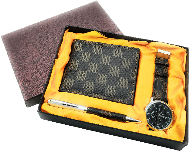 Fratelliditalia.org Cofanetto regalo natale orologio penna portafoglio uomo confezione Colore Marrone