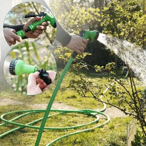 Tubo Acqua Estensibile fino 7.5 metri con Pistola per Innaffiare Vasi