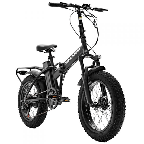 SHARP BASEL (BK-FM02E-B) FOLDABLE FAT E-BIKE (BLACK) - BICICLETTA ELETTRICA - RUOTE 20""X4""