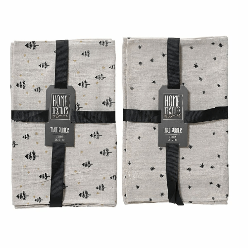 Lifetime Runner da Tavolo Lifetime Nero Grigio chiaro Stampa Natale 32 x 150 cm
