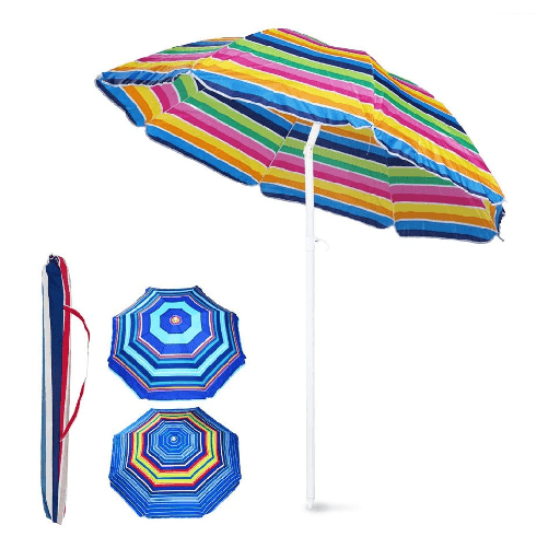 TrAdE Shop Traesio Ombrellone Da Spiaggia Mare Multicolore 180 Cm Palo Con Snodo Custodia Trasporto 615155 -