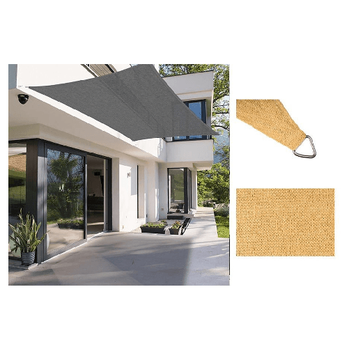 TrAdE Shop Traesio Tenda Vela Ombreggiante Parasole Da Esterno Terrazze Giardino Patio Rettangolare 3x4 Mt - Colore Beige