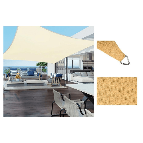 TrAdE Shop Traesio Tenda Vela Ombreggiante Parasole Da Esterno Terrazze Giardino Patio Quadrata 5 X 5 Mt - Colore Beige
