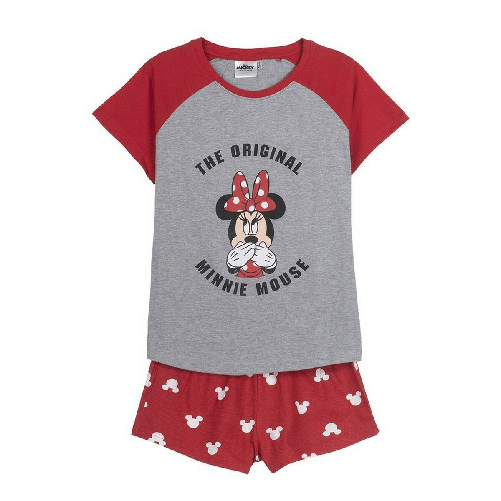 Minnie Mouse Pigiama Estivo Minnie Mouse Rosso Donna Grigio