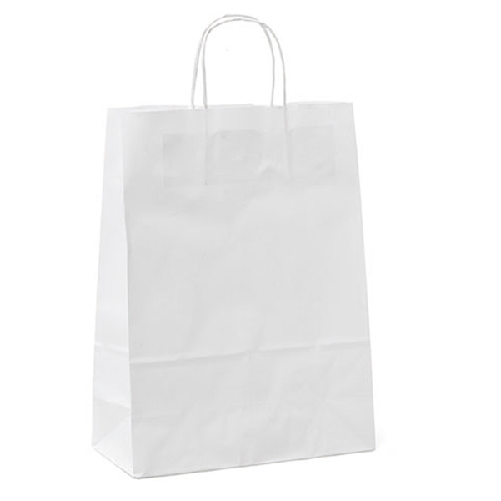 Mainetti Bags 25 shoppers carta 14x9x20CM bianco neutro cordino