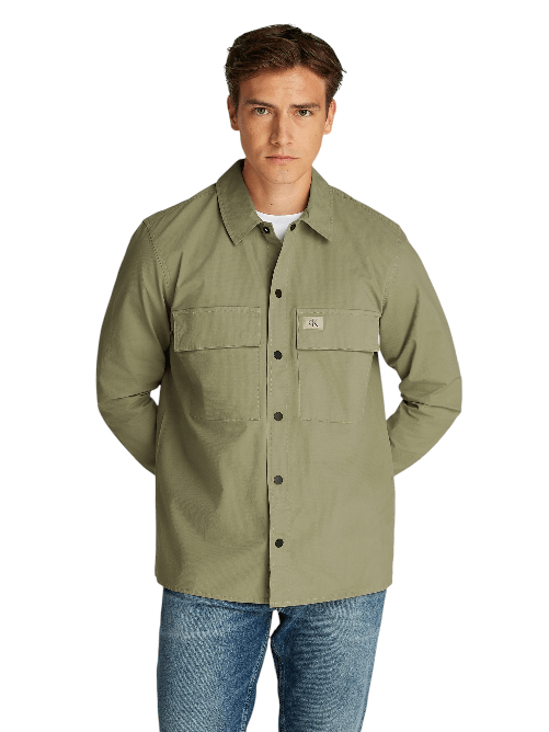 CAMICIA CAMICIE UOMO CALVIN KLEIN JEANS J30J327584 COTONE VERDE ORIGINAL PE 2025 XL Verde