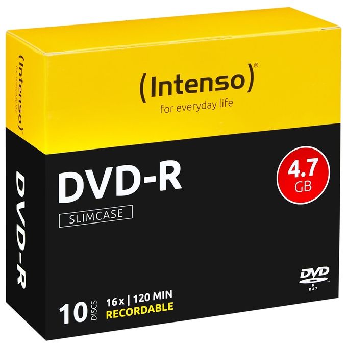 Intenso Dvd-R 4.7Gb 16x Slim Case 10 Pezzi