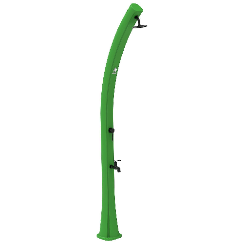 Sined Sole Doccia a Riscaldamento Solare Curva In Polietilene Hd Con Lavapiedi Verde Serbatoio 25 Litri Accessori In Metallo Nero