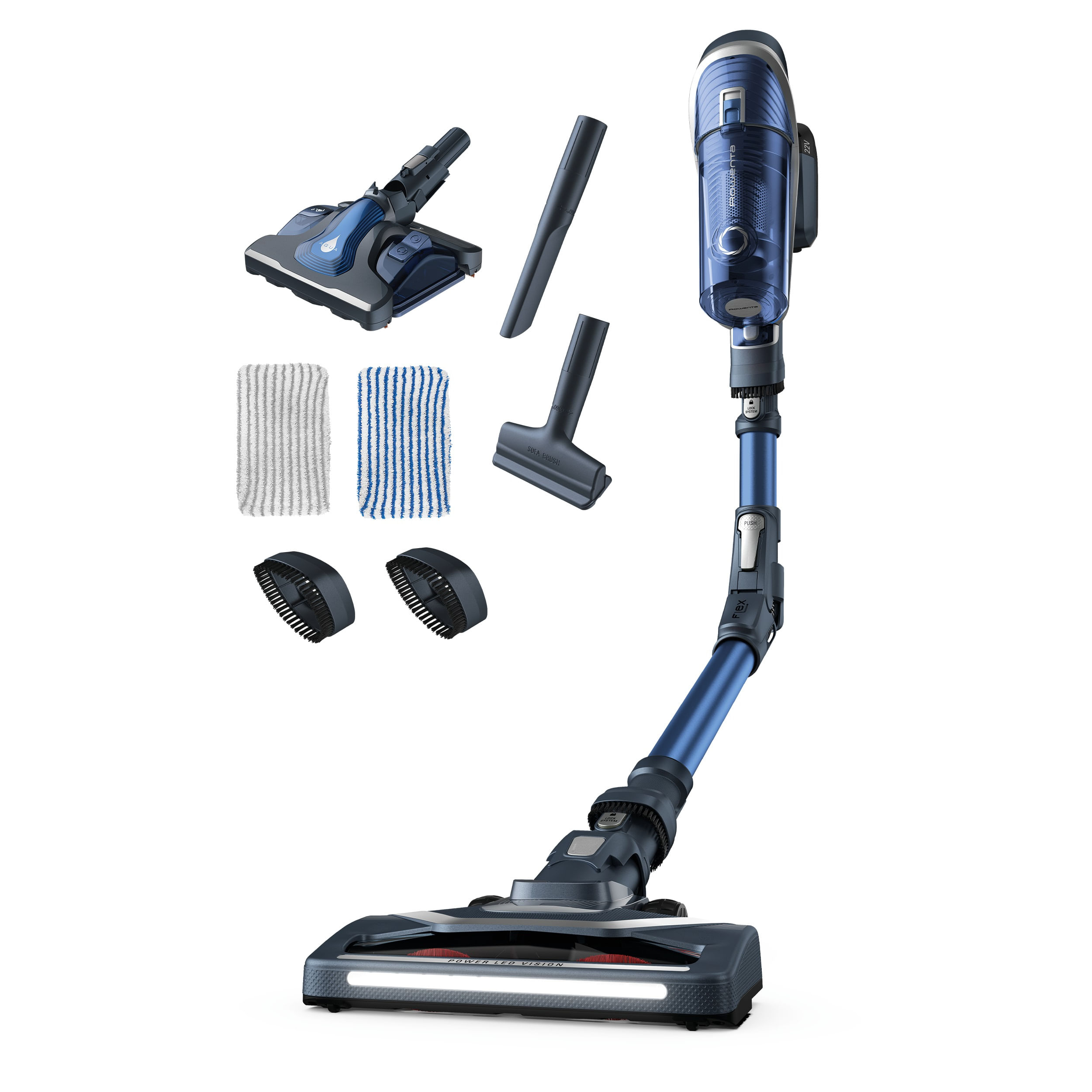 Rowenta X-Force RH9680 Aspirapolvere a bastone 2 in 1 Batteria Secco Senza sacchetto 185 W Blu, Grigio