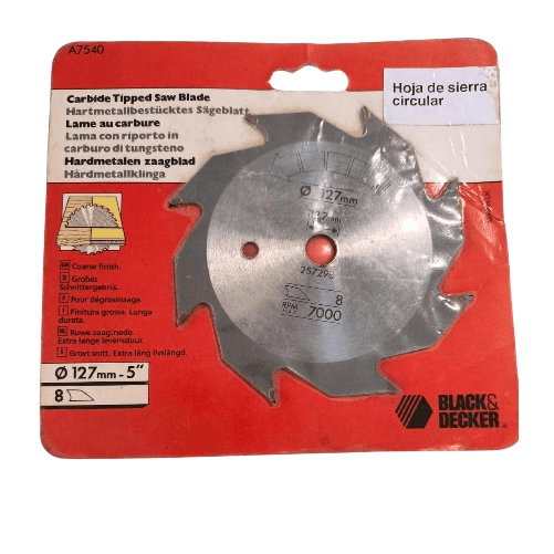Lama disco 8 denti riporto carburo di tugsteno mm 127 foro 12,7 black decker