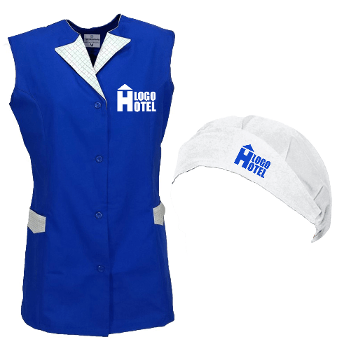 completo Camice grembiule Pulizie lavoro Cuffia giromanica estivo Donna Personalizzabile con Logo e Nome XXL Royal completo Camice grembiule Pulizie l