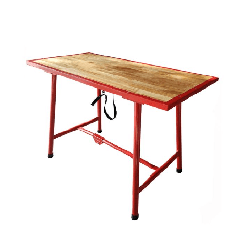 Banco da lavoro per officina - tavolo pieghevole in legno e acciaio per il fai da te - 120 cm (L) x 62,5 cm x 83 cm (H)