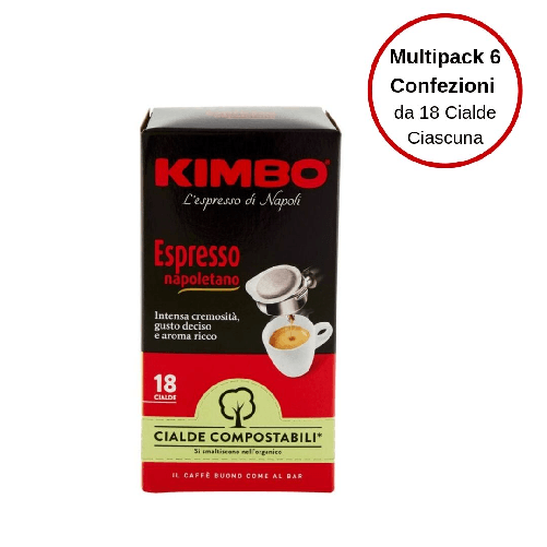 Kimbo espresso napoletano caffe' in cialde multipack 6 confezioni da 18 cialde ciascuna