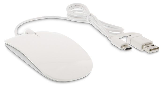 LMP Easy Mouse USB-C con 2 Pulsanti e Rotella Finitura Bianco e Alluminio Argento LMP MS-1657C mouse Ufficio USB tipo A Ottico 1600 DPI