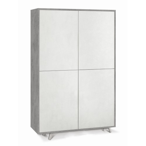 Mobile Cemento Bianco Credenza 4 Ante Armadio Ripiani Soggiorno Ingresso