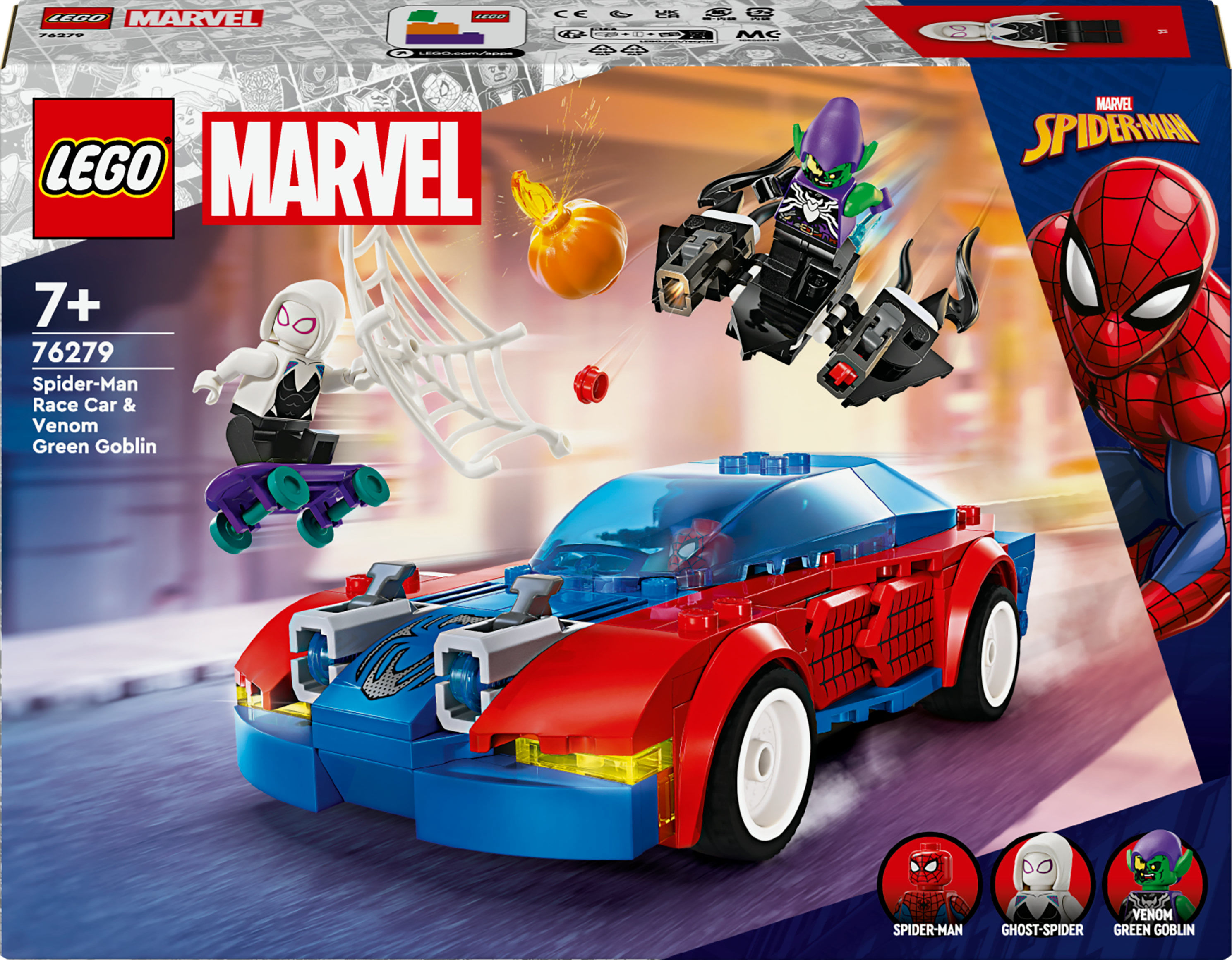 LEGO Marvel 76279 Auto da Corsa di Spider-Man e Venom Goblin, Gioco per Bambini di 7+ Anni