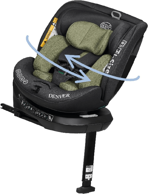 Innovaciones Ms Seggiolino Auto Girevole 360° Isofix da 40 a 150 cm DENVER GRIGIO VERDE 0-36 KG I-Size