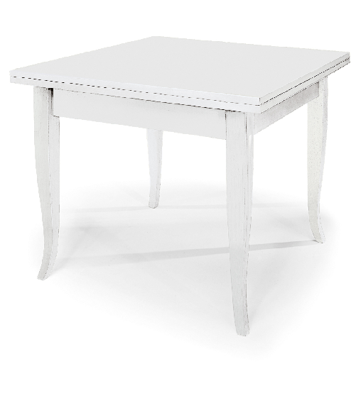 Konte.Design Tavolo Santa Croce in legno bianco allungabile a libro 80x80 - 160x80 cm