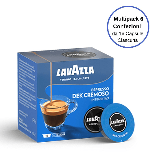 Lavazza capsule a modo mio dek cremoso 6 confezioni da 16 capsule ciasuna