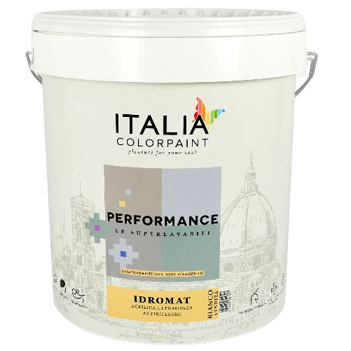 Pittura idromat acrilica superlavabile performance ioni argento litri 4 bianco