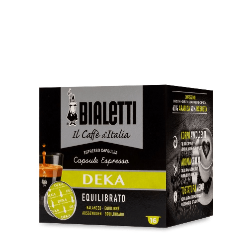 Capsule espresso caffe' bialetti deka gusto equilibrato confezione da 16 capsule espresso