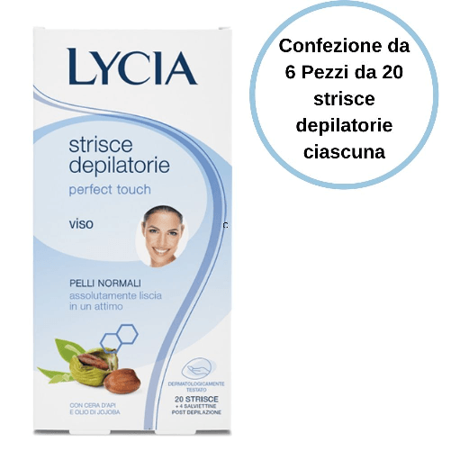 Lycia strisce depilatorie viso perfect touch confezione da 6 pezzi da 20 strisce