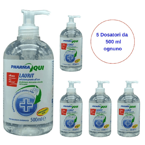 Gel mani igienizzante 5 flaconi con dispenser da ml 500