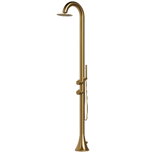 Doccia In Acciaio Inox Nautico 316l Sined Inox Luna Oro Ingressi Per Acqua Calda e Fredda Ideale Per Installazioni Esterne o Per Il Bagno Di Casa
