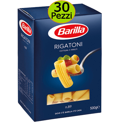 Pasta barilla rigatoni n 89 multipack 30 pezzi da 500 grammi cadauno