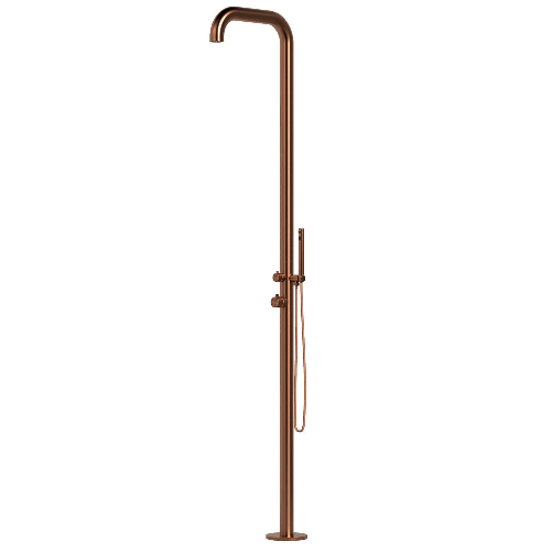 Sined Chia Doccia Per Esterni In Acciaio 316l Soffione e Doccino Mobile h 230 Cm Inox Oro Rosa