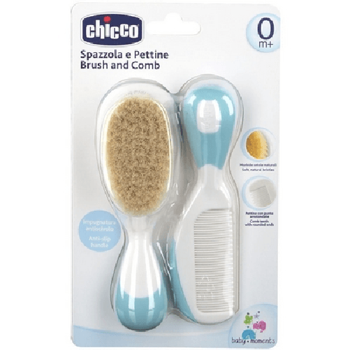 Chicco 00006569200000 spazzola e pettine Blu, Bianco 2 pz