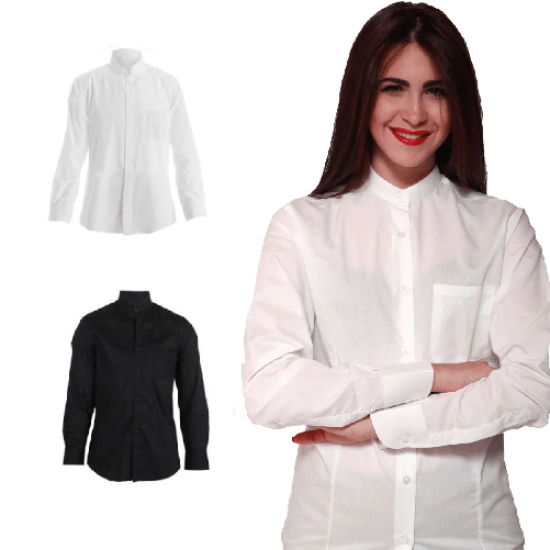 camicia donna cameriera ristorante sala cerimonie coreana pizzeria lavoro cotone - Personalizzabile con il tuo logo L Bianco camicia donna cameriera r
