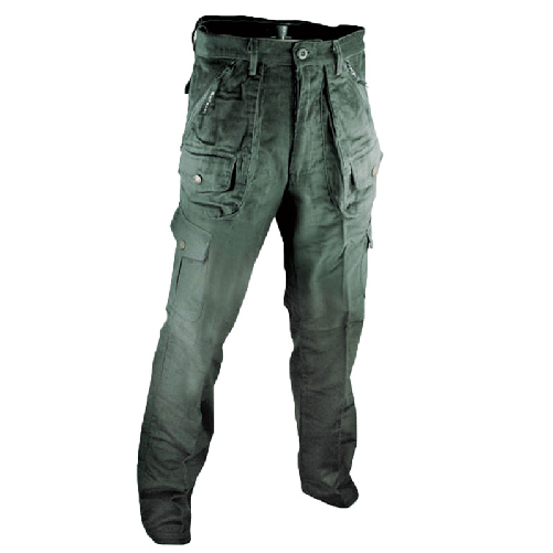 Pantalone pantaloni calzoni velluto caccia uomo sportivi tasche invernali verde 50
